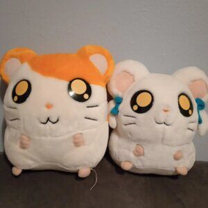 Vintage LARGE Anime Cartoon Hamtaro Bijou Ribon-Chan Hamster Japanese Plush lot